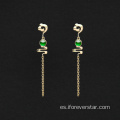 Pendientes de jadeita de oro imperial verde de oro real de 18k